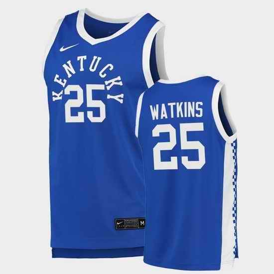 Men Kentucky Wildcats Kareem Watkins College Basketball Blue Jersey